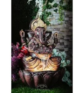 3DR Lotus Ganesha Water Fountain for Home, Office, Garden Ganesha Water Fountain, Ganesha Fountain for Home DecorÂ… (Brown Gold), Resin