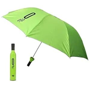 AUGEN Folding Portable Umbrella with Bottle Cover for UV Protection & Rain Umbrella Mini Travel (Green, Pack of 1)