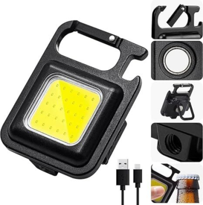 COB Keychain Led Flashlight, Rechargeable Flashlights, Mini Flashlight, Emergency Light Rechargeable, Keychain Torch, Rechargeable Light, Small COB Light with 3 Lighting Modes (Multi, Medium)