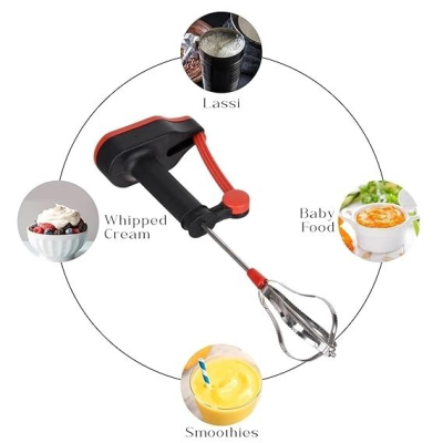 Power-Free Hand Blender and Beater in Kitchen Appliances with High Speed Operation (Egg and Cream; Milkshake; Soup; Lassi; Butter Milk Maker)